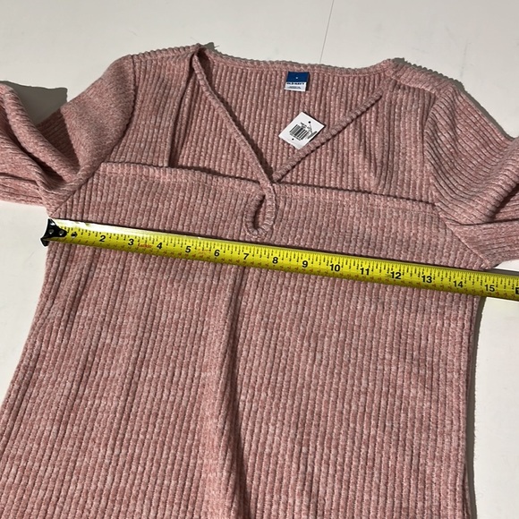 Old Navy Pink Ribbed Long Sleeve Top Shirt Blouse Small NEW! square neckline - Picture 5 of 7